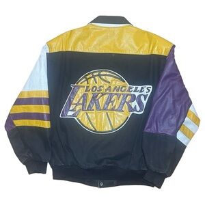 Vintage 80’s 90’s NBA Los Angeles Lakers Basketball Leather Varsity Jacket